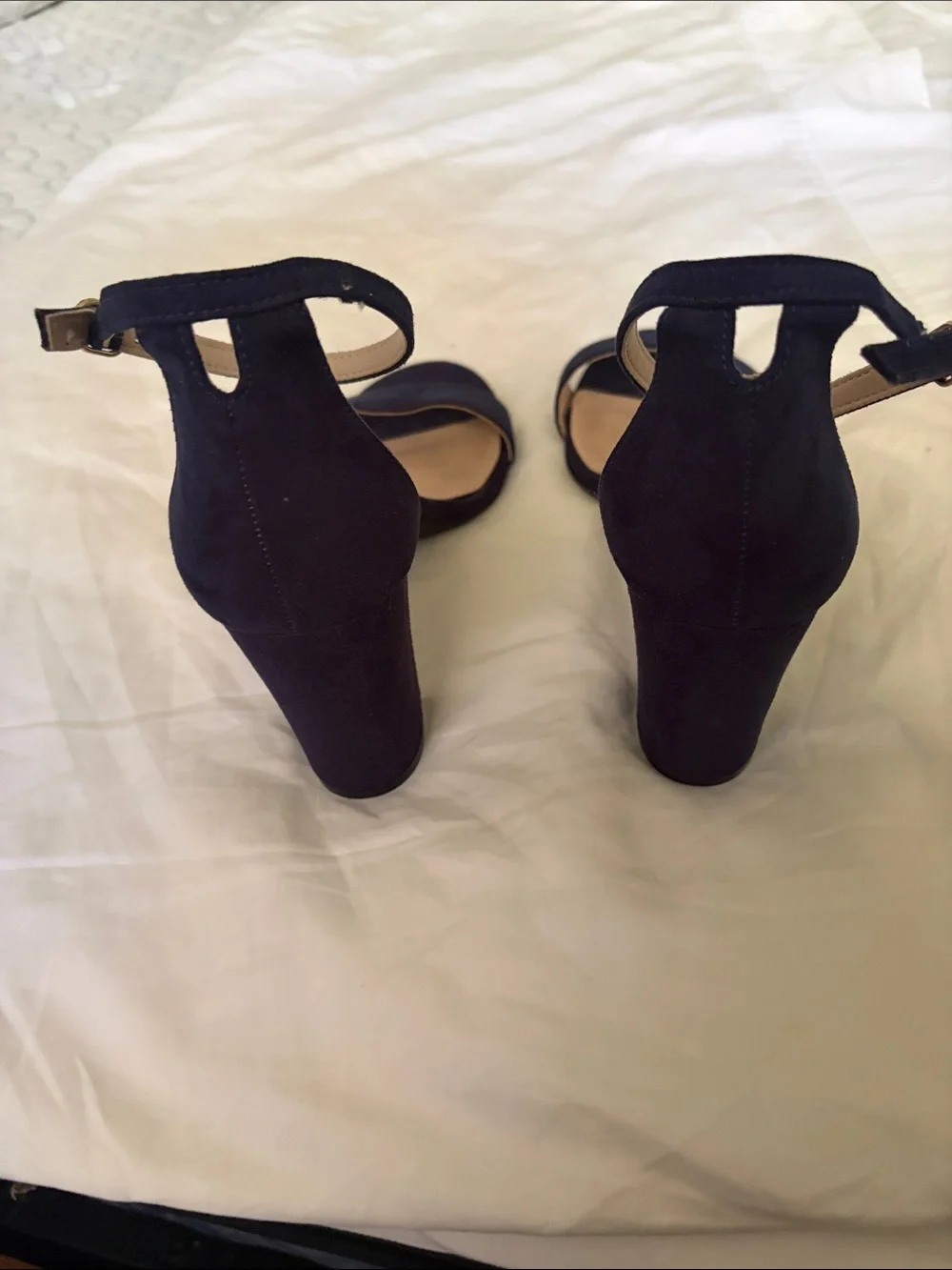Kelly & Katie Deep Navy Block Heel Ankle-Strap Sandals